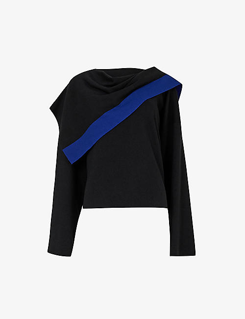 LEEM: Scarf contrast-stripe knitted jumper