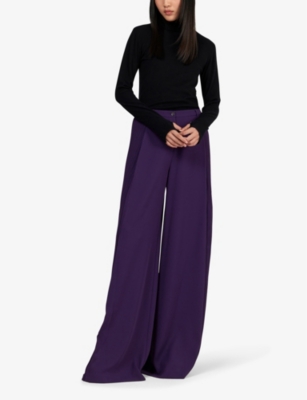 Shop Leem Womens  High-rise Wide-leg Woven Trousers In Dark Purpl