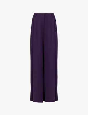 Leem Womens Dark Purpl High-rise Wide-leg Woven Trousers