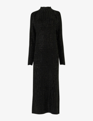 LEEM: Rhinestone-embellished long-sleeved knitted dress
