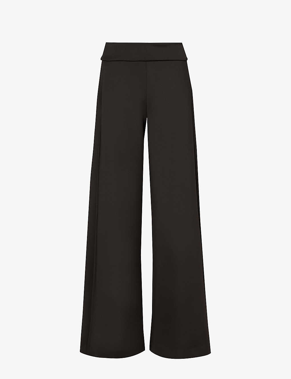 Shop Max Mara Womens Black Levante Wide-leg High-rise Stretch-woven Trousers