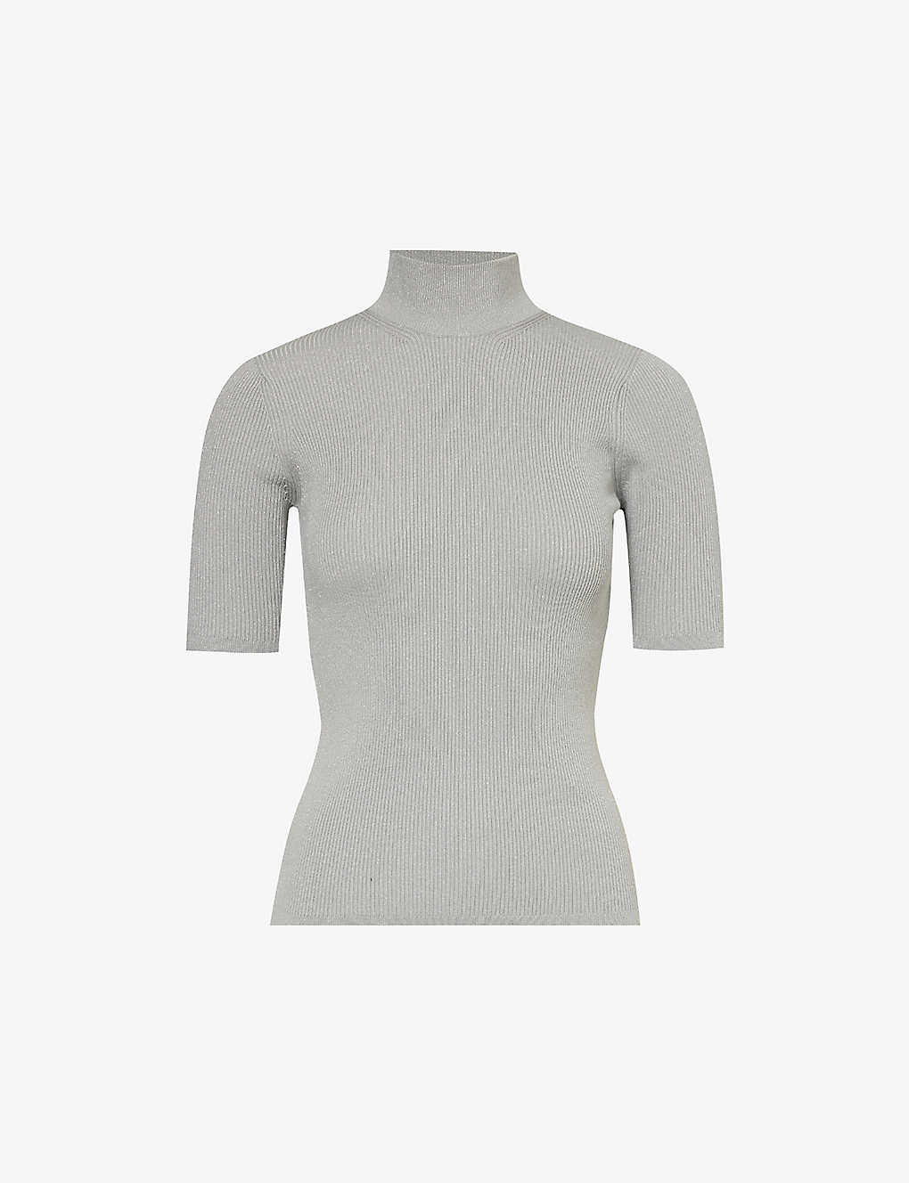 Max Mara Womens Silver Peter High-neck Slim-fit Knitted Top