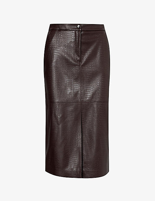 MAX MARA: Ethel mid-rise faux-leather midi skirt