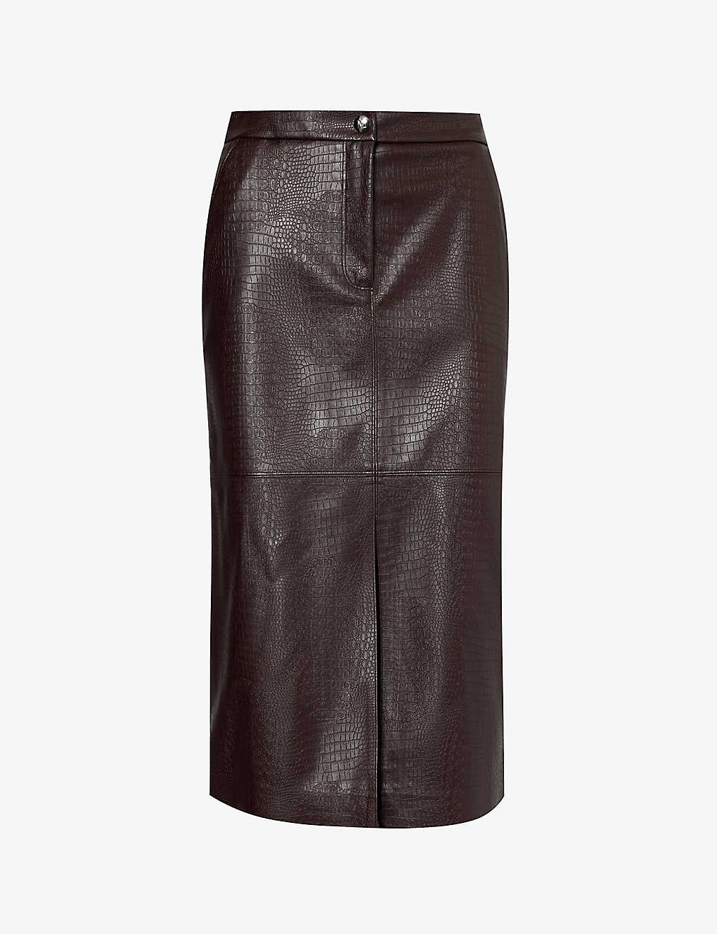 Shop Max Mara Ethel Mid-rise Faux-leather Midi Skirt In Purple