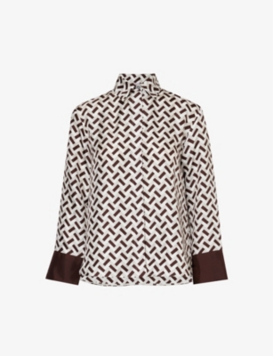 MAX MARA: Procida abstract-pattern relaxed-fit silk shirt