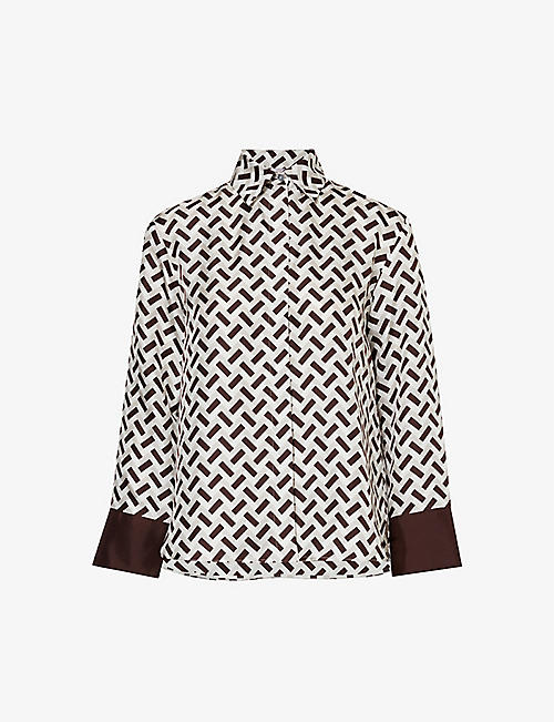 MAX MARA: Procida abstract-pattern relaxed-fit silk shirt