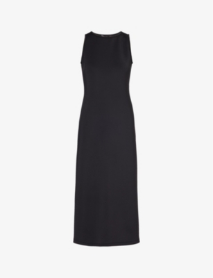 Shop Max Mara Womens Black Baccano Round-neck Stretch-woven Maxi Dress