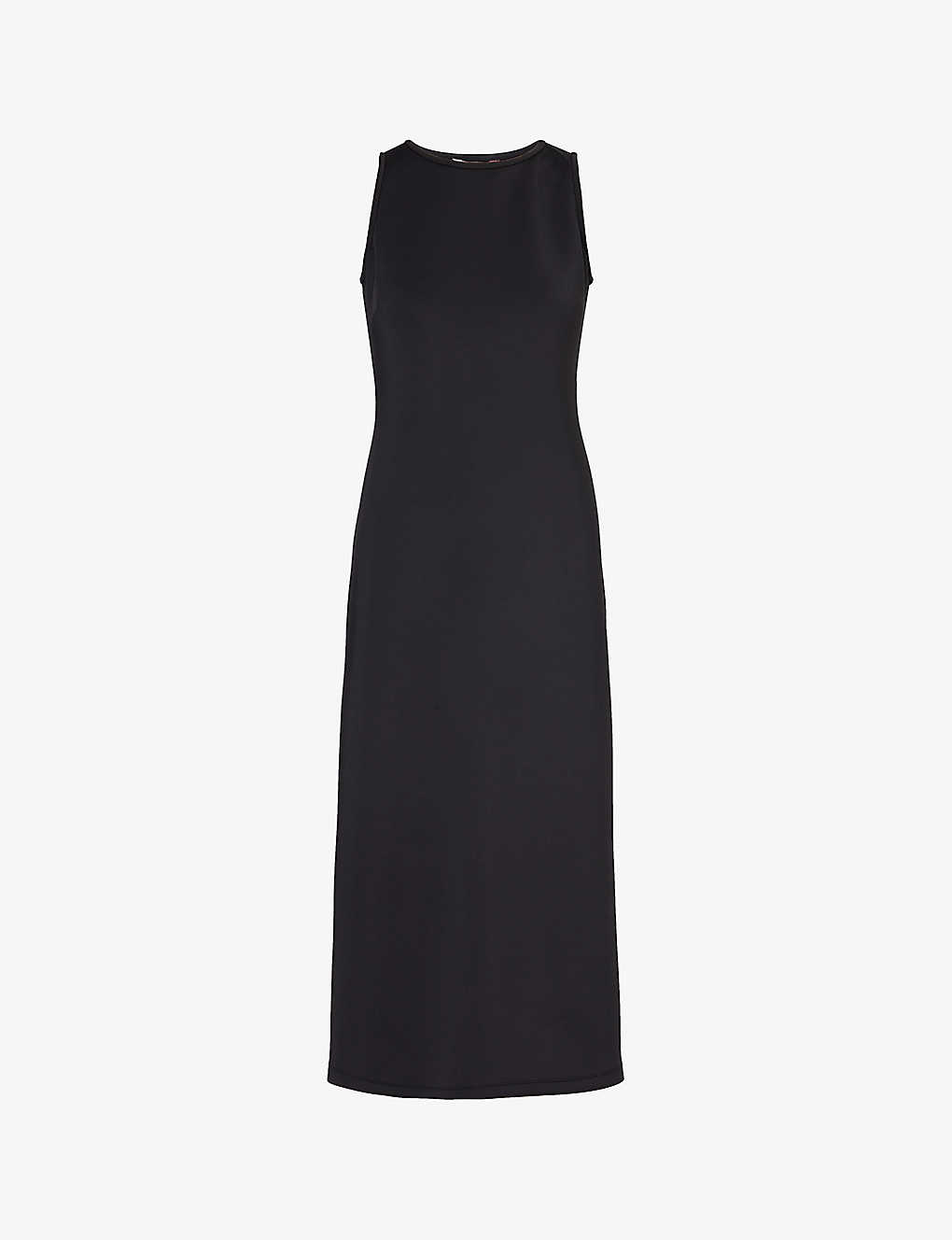 Shop Max Mara Womens Black Baccano Round-neck Stretch-woven Maxi Dress