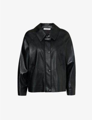 MAX MARA: Nepal snake-embossed faux-leather jacket