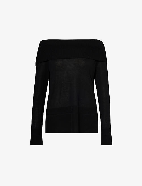 MAX MARA: Tiglio off-shoulder relaxed-fit wool jumper