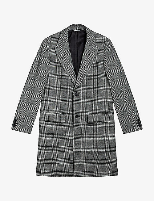 TED BAKER: Raydash regular-fit checked wool-blend overcoat