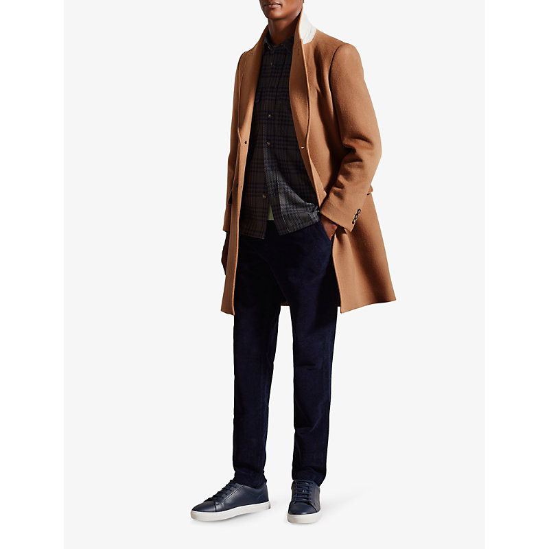 Shop Ted Baker Wilding Single-breasted Wool-blend Coat In Tan