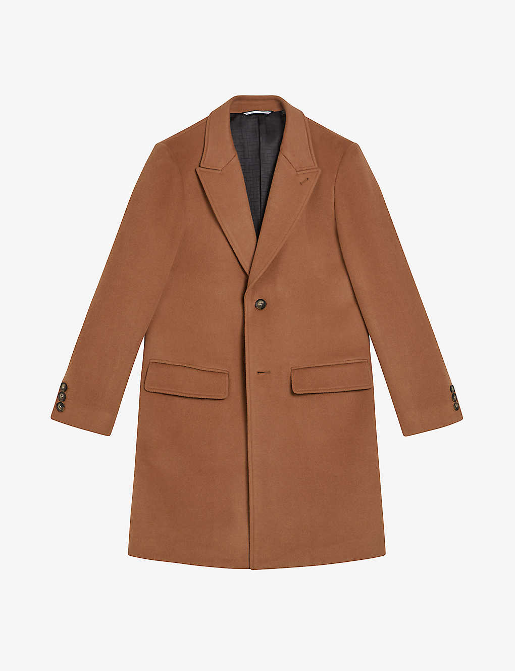 Shop Ted Baker Wilding Single-breasted Wool-blend Coat In Tan