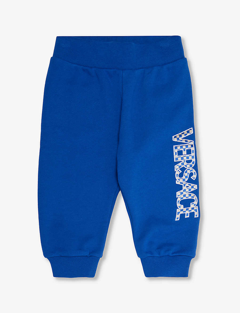Versace Babies' Logo Text-print Cotton-jersey Jogging Bottoms 9-36 Months In Bed Time+white