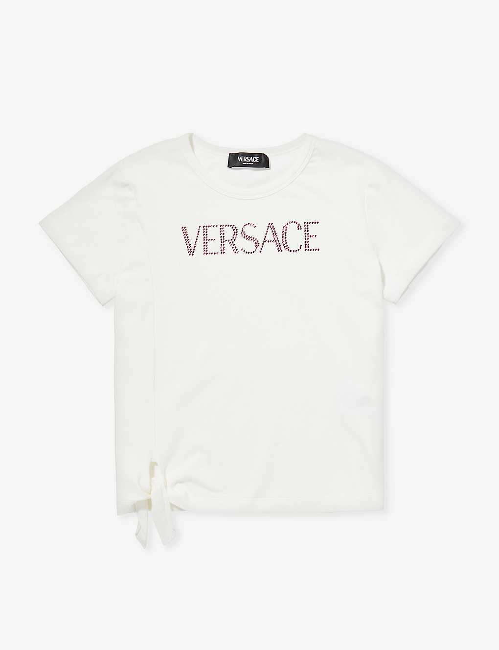 Versace Babies' Logo Rhinestone-embellished Stretch-cotton T-shirt 6-18 Months In White