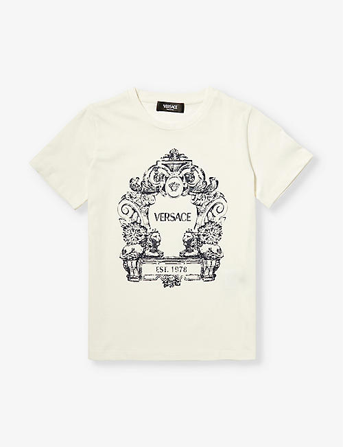 VERSACE: Stemma logo-print cotton-jersey T-shirt 8 years