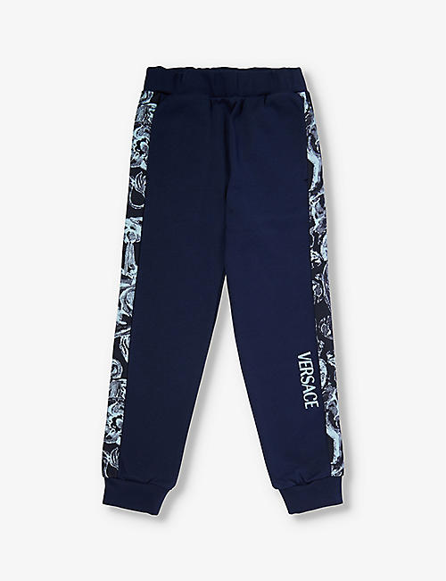 VERSACE: Barocco and brand-embroidered cotton-jersey jogging bottoms 8-14 years