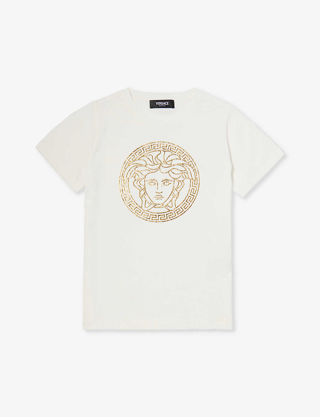 Shop Versace Boys White+gold Kids Medusa-print Short-sleeve Cotton-jersey T-shirt 8-14 Years