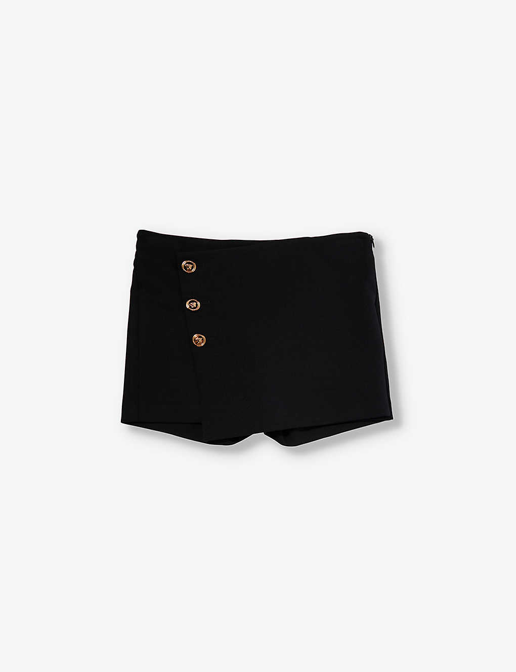Versace Girls Black Kids Branded Gold-toned Buttons Stretch-woven Skort 8-14 Years