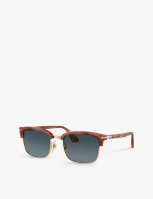 Shop Persol Women's Brown Po3327s Rectangle-frame Acetate Sunglasses