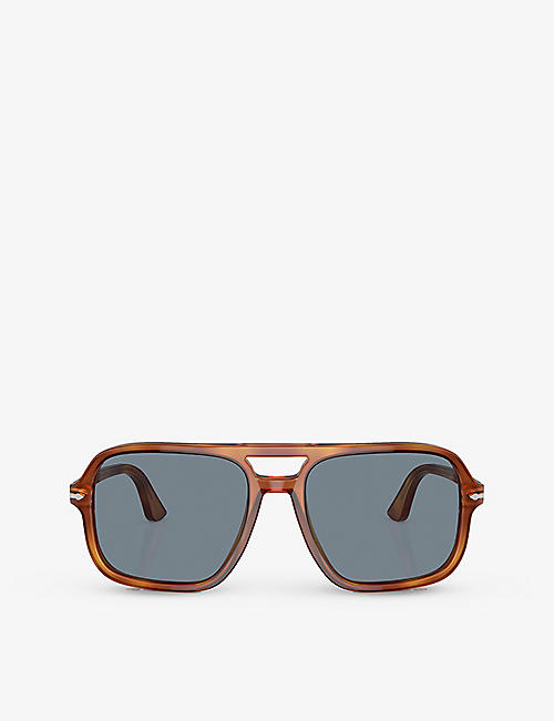 PERSOL: PO3328S pilot-frame tortoiseshell acetate sunglasses