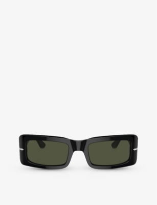 Shop Persol Women's Black Po3332s Francis Rectangle-frame Acetate Sunglasses