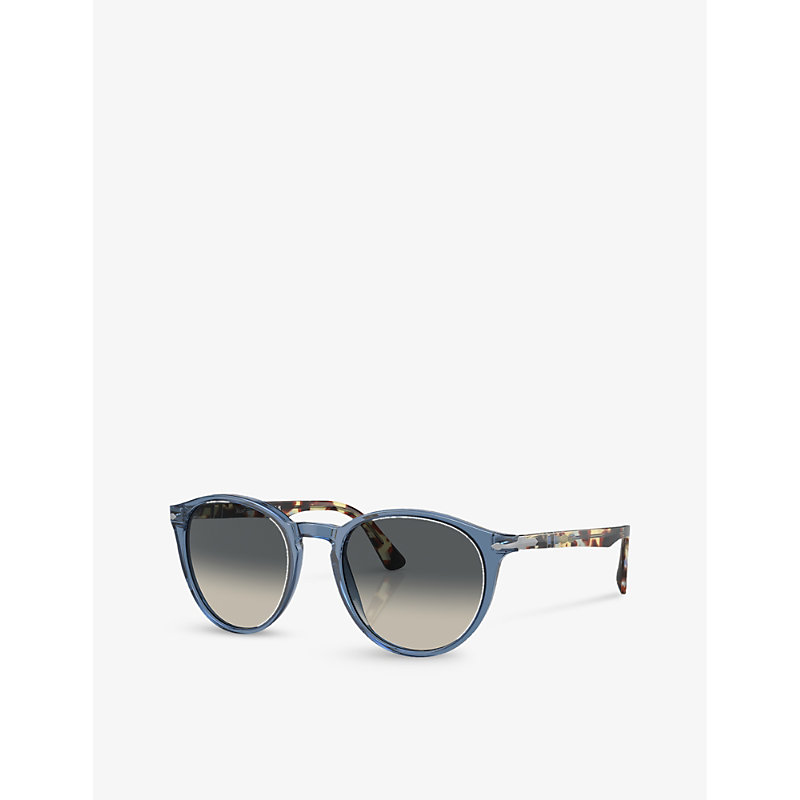 Shop Persol Women's Blue Po3152s Round-frame Tortoiseshell Acetate Sunglasses