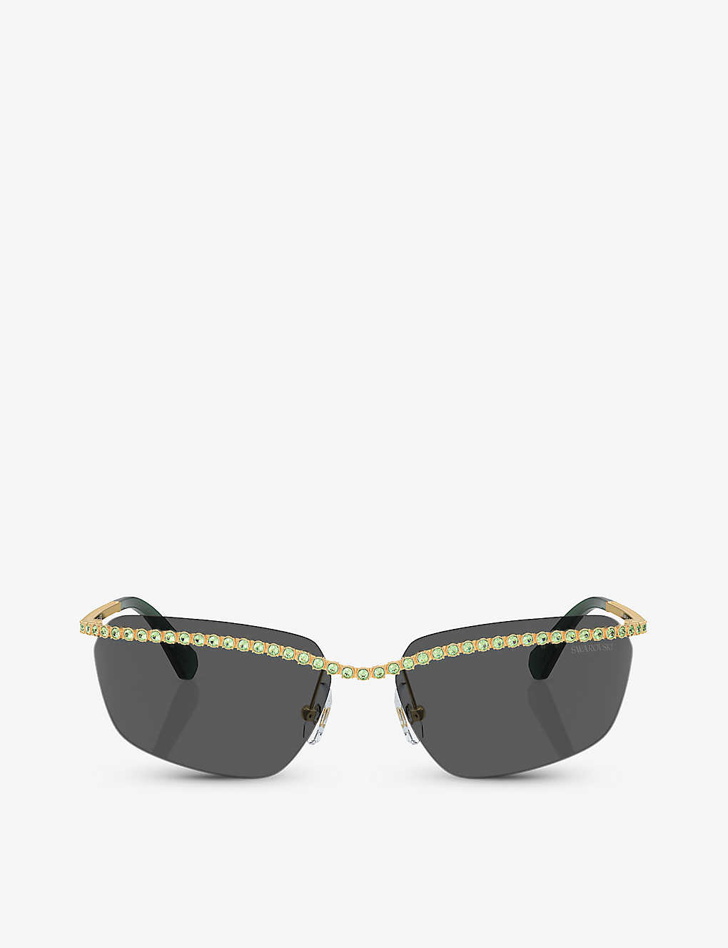 Swarovski Womens Gold Sk7001 Rectangle-frame Gem-embellished Metal Sunglasses