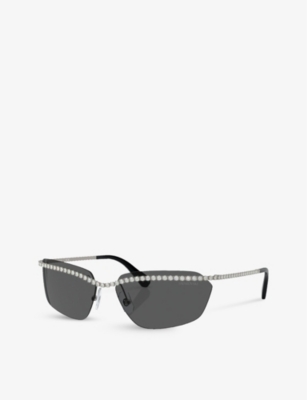 SWAROVSKI: SK7001 rectangle-frame gem-embellished metal sunglasses