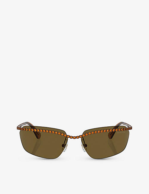 SWAROVSKI: SK7001 rectangle-frame gem-embellished metal sunglasses