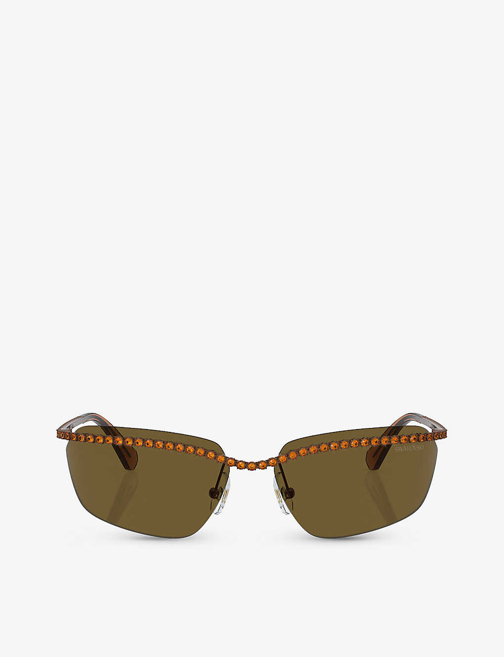 Swarovski Womens Brown Sk7001 Rectangle-frame Gem-embellished Metal Sunglasses