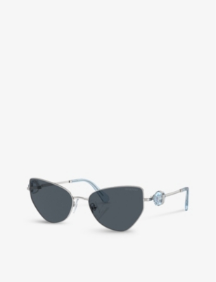 Shop Swarovski Womens Silver Sk7003 Irregular-frame Metal Sunglasses