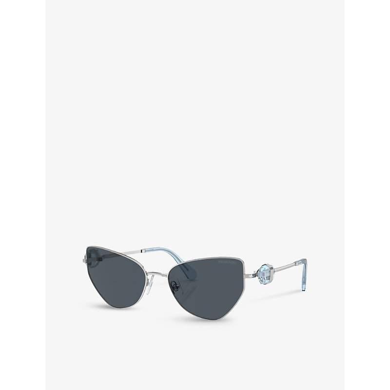 Shop Swarovski Womens Silver Sk7003 Irregular-frame Metal Sunglasses