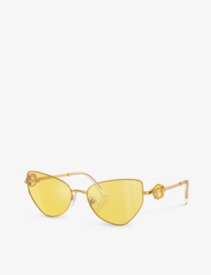 Swarovski Hinged Crystal-embellished Cat-eye Sunglasses In Gold