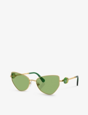 SWAROVSKI: SK7003 irregular-frame metal sunglasses