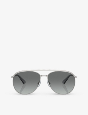 SWAROVSKI: SK7005 aviator-frame gem-embellished metal sunglasses