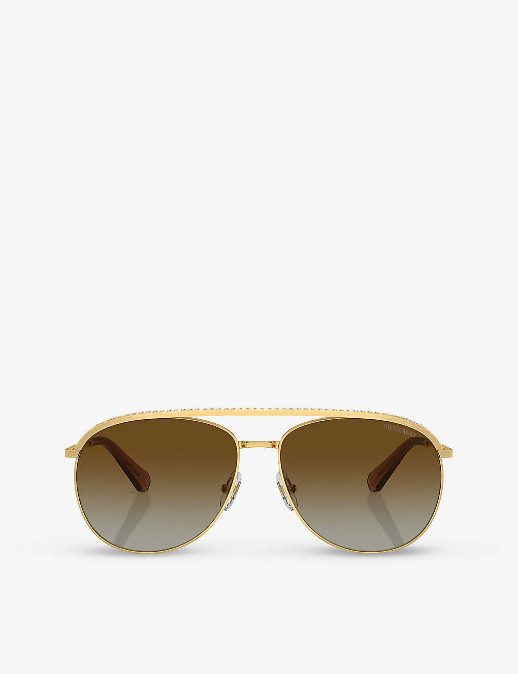 Swarovski Sk7005 Aviator-frame Gem-embellished Metal Sunglasses In Gold
