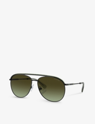 Shop Swarovski Women's Black Sk7005 Aviator-frame Gem-embellished Metal Sunglasses