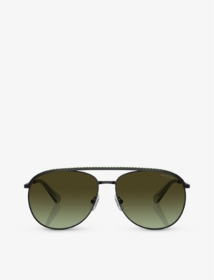 Swarovski Womens Black Sk7005 Aviator-frame Gem-embellished Metal Sunglasses