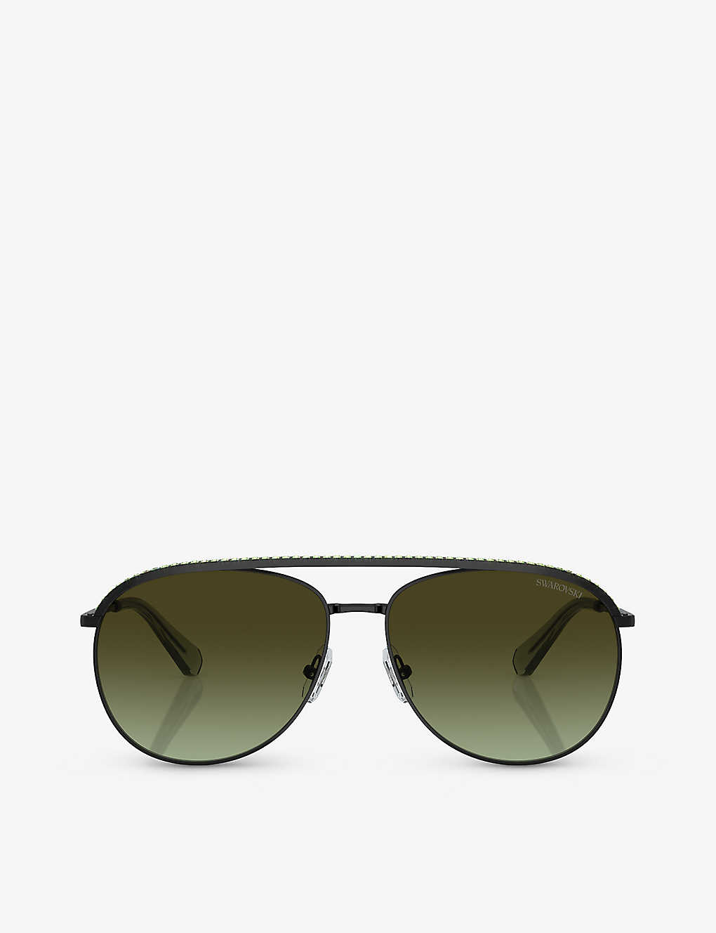 Swarovski Womens Black Sk7005 Aviator-frame Gem-embellished Metal Sunglasses