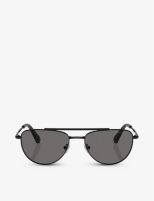 Swarovski Womens Black Sk7007 Aviator-frame Metal Sunglasses