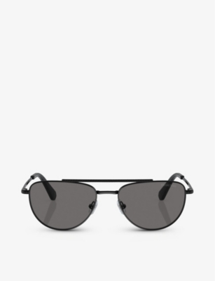 Swarovski Logo-print Oval-frame Sunglasses In Black