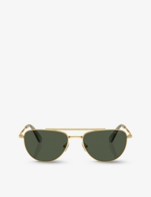 Swarovski Womens Gold Sk7007 Aviator-frame Metal Sunglasses