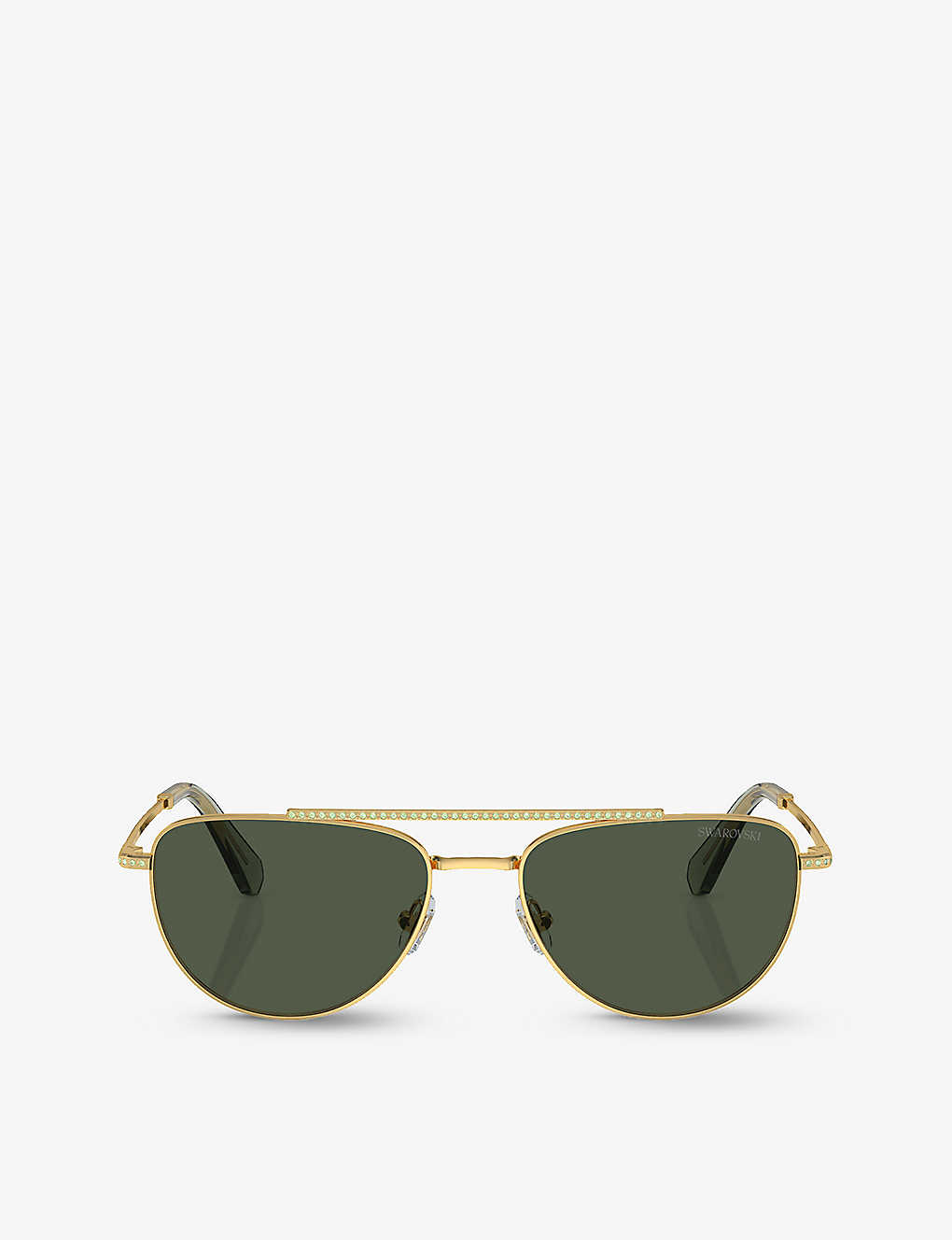Swarovski Womens Gold Sk7007 Aviator-frame Metal Sunglasses