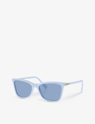 Shop Swarovski Sk6004 Rectangle-frame Acetate Sunglasses In Blue