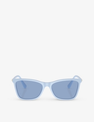 Shop Swarovski Sk6004 Rectangle-frame Acetate Sunglasses In Blue