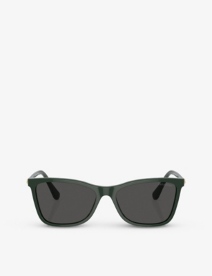 Swarovski Women's Green Sk6004 Rectangle-frame Acetate Sunglasses