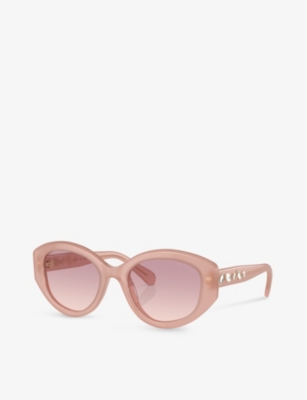 Shop Swarovski Women's Pink Sk6005 Oval-frame Acetate Sunglasses