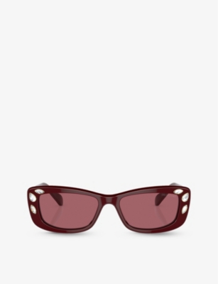 Swarovski Womens Sk6008 Pillow-frame Acetate Sunglasses Red In Red