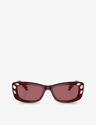 Swarovski Sk6008 Pillow-frame Acetate Sunglasses In Red